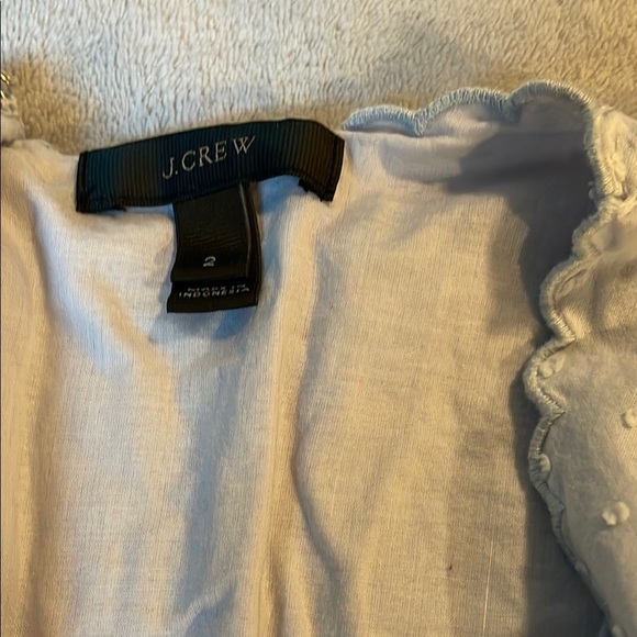 J. Crew Light Blue Cinched Waist Flutter Sleeve Textured Blouse - Picture 3 of 7